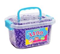 GAGANIU Pony Beads 1100+ Pcs - Glitter Purple Plastic Kandi Beads in Jar for Bracelets, Hair Braids, Jewelry Making & DIY Crafts