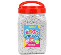 GAGANIU Pony Beads 2.5 lb - 4500+ White 6x9mm Plastic Kandi Beads in Handle Bucket for Craft Supplies, Jewelry Making, Bracelets, Hair Braiding & DIY Projects