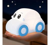 GAGBC Night Light for Kids, Blue Car Shaped Silicone Squishy Night Lamp,1800mAh Rechargeable, 30/60 Timer, Auto Memory Brightness, Tap Control & RGB Freeze, Nursery Toddler Baby (Blue)