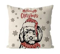 GAGEC Christmas Pillow Covers 18x18 Inch Golden Doodle Dog Throw Pillow Covers Xmas Winter Pillowcase Dog Christmas Decorations for Living Room Farmhouse Cushion Case
