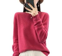 GAGFDA Cashmere Sweaters for Women, Autumn Winter Solid Color Long Sleeve Crew Neck Lightweight Soft Knit Warm Sweaters Jumpers (Light Red,XL)