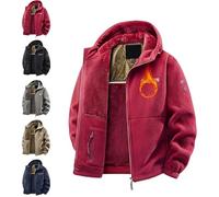 GAGFDA Double-Layer Fleece Hooded Jacket for Men and Women, Unisex 360-Degree Ultra-Warm Sherpa Jacket, Windproof Full-Zip Polar 360 Sweatshirts (Red,M)