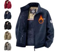 GAGFDA Unisex Double-Layer Padded Warm Jacket,Men's Double-Layer Fleece Jacket Full-Zip Windproof Coat,Mens Polar 360 Fleece Jacket (Navy Blue,L)