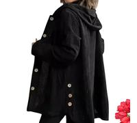 GAGFDA Womens Corduroy Shirt Jacket with Hood, Overshirt Women Autumn Casual Lightweight Long Sleeve Button Down Jackets with Pockets, Ladies Hooded Corduroy Shirt Coats (Black,M)