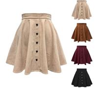 GAGFDA Women's Mini Corduroy Skirt, Corduroy Short Skirt Women Autumn Winter High Waisted A-Line Button Down Mini Short Corduroy Skirt (Beige,XL)