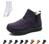 GAGFDA Women's Winter Warm Slip On Orthopaedic Zipper Ankle Boots, Ladies Outdoor Waterproof Fur lined Comfortable Non Slip Walking Snow Boots with Side Zipper (Dark Purple,39EU)