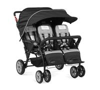 Gaggle by Foundations Compass Quad 4 Seat Stroller 4-Seat Stroller for Daycare 4-Seat Quad Stroller with Oversized Uv Blocking Canopy 5-Point Harness Easy Loading Storage Bucket Black
