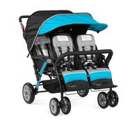 Gaggle Compass Quad 4 Seat Stroller 4-Seat Stroller for Daycare Uv Blocking Canopy 5-Point Harness Teal