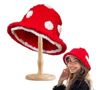 gagift world Mushroom Hat, Funny Knit Winter Hats for Women Spotted Crochet Bucket Hats for Woman Birthday Christmas Valentine's Day Gifts for Her