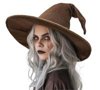 gagift world Witch Hat, 18IN Wizard Hat for Adults and Teens Novelty Cosplay Accessories for Halloween Costume Party Christmas Masquerade Carnivals (Brown)