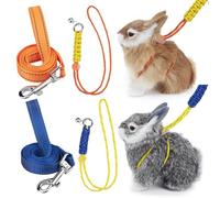 GAGILAND 2pcs Figure 8 Harness and Leash with Reflective Strap and Bell for Ferrets, Rabbits, Bearded Dragon, Guinea Pig, Chinchilla and Hamster Small Animal Harness (Blue+Orange)