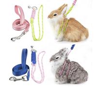 Gagiland 2pcs Figure 8 Harness and Leash with Reflective Strap and Bell for Ferrets, Rabbits, Bearded Dragon, Guinea Pig, Chinchilla and Hamster Small Animal Harness