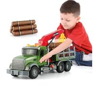 GAGINAN Timber Transport Truck Toddler Toy, Wood Shipping Vehicle with Sounds and Lights, 15-inch Large Children’s Toy Car, Christmas Birthday Kids Gifts for Boys & Girls Ages 3-6