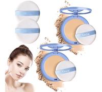 GAGK Matte Perfection Pressed Powder, Matte Smooth Setting Powder Makeup, Oil Control Face Pressed Powder, Waterproof Long Lasting Finishing Powder, Oil Free & Lightweight (2Pcs-02#)