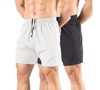 Gaglg Men's 5" Running Shorts 2 Pack Quick Dry Athletic Workout Gym Shorts with Zipper Pockets, Black/White, Large