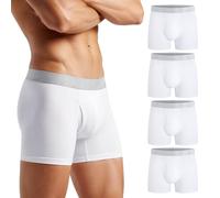 gagli Men's Underwear Boxer Briefs 4 Pack, Soft Comfortable Cotton Underwear with ComfortFlex Waistband, Tag-Free, 3” White