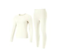 gagli Soft Thermal Underwear for Women, Long Johns for Cold Weather Fleece Lined Base Layer Set Winter Long Sleeve Shirt & Legging,White,L