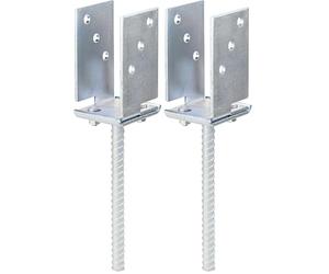 GAH-Alberts 214494 U-Post Support for Embedding in Concrete, Adjustable Width, Yellow-Galvanised, Width 71-131 mm, Concrete Anchor 200 mm (Pack of 2)