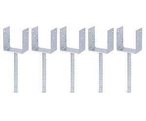 GAH-Alberts 215057 214265 U-Post Support, Corrugated Steel, hot-dip galvanised, Clear Width 91 mm, Length Concrete Anchor 200 mm, Set of 5