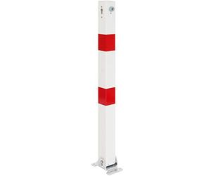 GAH-Alberts Klappy 787004 Barrier Post with Profiled Cylinder Lock Separately-Locking Hot-Dip Galvanised for Screw-Mounting 70 x 70 White
