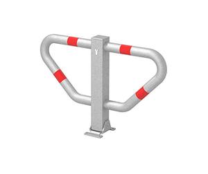 GAH-Alberts Stoppyl 770112 Parking Space Bracket, Profile Cylinder Lock, Hot-Dip Galvanised, Screw-On, with Red Rings, 450 x 750