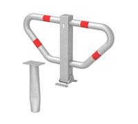 GAH-Alberts Stoppyll 770099 Parking Space Bracket, Profile Cylinder Lock, Hot-Dip Galvanised, to Be Set in Concrete, with Red Rings, 750 x 750