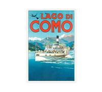 GAHCWB Vintage Tourism to Lake Como, Italy 1900 Canvas Poster Bedroom Decor Landscape Office Room Decor Gift 08x12inch(20x30cm)