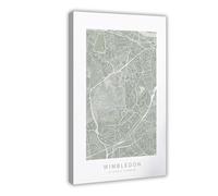 GAHCWB Wimbledon South London Map Poster Canvas Poster Wall Art Decor Print Picture Paintings for Living Room Bedroom Decoration 08x12inch(20x30cm)