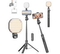 Gahenwo Phone Tripod with Light, 68" Selfie Stick Tripod and 2000mAh Led Video Light,Vlogging kit, Selfie Stick with Phone Light & Remote,Ring light with tripod stand for iPhone/Android