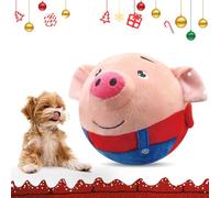 Gahwa Active Moving Pet Plush Toy, Interactive Dog Toys Pet Bouncing Balls, USB Rechargeable Interactive Washable Cartoon Pig Plush Sound Electronic Dog Toy, Small Cute Squeaky Dog Toy (Red Pig)