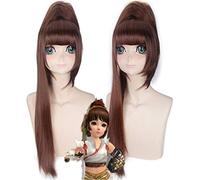 Gai Her Sword Three New Snow Cosplay Wig Mixed Brown Long Straight Synthetic Hair Party costume prop wigs With Ponytail