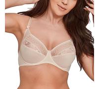 Gaia 059 BS Underwired Soft Non Padded Multi-Purpose Bra Big Maxi Size Full Coverage Lace Not Removable Straps - Made in EU, Beige 2,40C