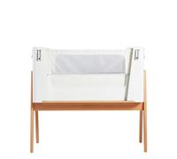 Gaia Baby Hera Bedside Crib - Sustainable Solid Wood Bedside & Co-Sleep Crib with Adjustable Heights & Organic Cotton Liner (82 × 48 cm Sleep Area) - Scandi White | Natural
