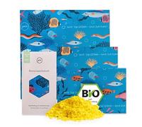 Gaia Beeswax Cloths Organic Set of 3 Sustainable Cling Film Replacement, Handmade in Germany, Oilcloths for Food and Bread (Ocean)