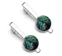Gaia Earth Goddess Greek Mythology Men's Tie Clips Necktie Bar Pinch Clip Set of 2 Formal Business Wedding Accessories