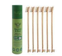Gaia Guy Bamboo and Boar Bristle Double-Sided Pet Toothbrushes - 6-Pack - for Dogs, Cats and The Planet - Plastic and Nylon-Free Natural Bristles - Small and Large Head Toothbrush