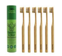Gaia Guy Natural Boar Bristle Bamboo Toothbrushes - 6 Pack Adult Toothbrush Set - No Nylon, Plastic-Free Natural Bristles, Bamboo Handle, Made from Natural Materials, Eco-Friendly Oral Care