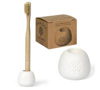 Gaia Guy No Mess Diatomaceous Earth Toothbrush Holder - Stylish Stone Tooth Brush Organizer - Water Absorbent Diatomite Toothbrush Stand
