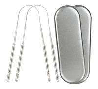 Gaia Guy Stainless Steel Tongue Scraper with Metal Case - 2 Pack - Plastic Free Tongue Scrapers for Adults, Tongue Cleaner for Oral Care & Earth Care