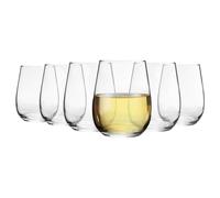 LAV 6X Clear 360ml Gaia Stemless White Wine Glasses - Large Kitchen Water Gin Cocktail Party Glass Tumbler Goblets Set