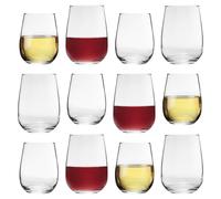 LAV 12pc Gaia Stemless Wine Glasses Set - Large Glass Red White Rose No Stem Cocktail Party Drinking Goblet Gift Set