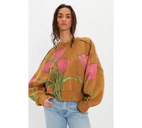 Gaia Sweatshirt at Free People in Tulip Brown Combo, Size: Medium - female