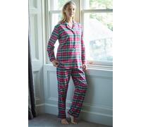 "Gaia" Tartan Brushed Cotton Pyjama Set British Boxers Dark Red XL