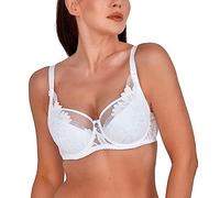 GAIA Women's Half Cup Bra 1134 Keto Elegant Semi-Soft Bra with Lace for Perfect Support and Comfort Popular SS10 Construction, White, 36DD