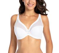 GAIA Women's Semi Padded Bra Striped Cups Close Straps 1058 Sonia, White, 75G