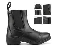 Gaia Zipped Synthetic Jodhpur Boots, Vegan Short Horse Riding Boot with Front Zip, Metal Shank Support & Elasticated Gussets (Black, 8, UK Footwear Size System, Adult, Women, Alpha, Medium, One Size)