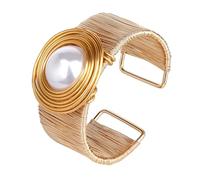 GAIACWOOD Chunky Gold Cuff Bracelets for Women Stack Silver Bracelet Vintage Bohemian Indian Bangles for Women Adjustable Open Wide Gold Bangle Bracelet Trendy Statement Jewelry, Adjustble, Brass