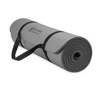 Gaiam Essentials Thick Yoga Mat Fitness & Exercise Mat with Easy-Cinch Yoga Mat Carrier Strap, 72"L x 24"W x 2/5 Inch Thick