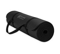 Gaiam Essentials Thick Yoga Mat Fitness & Exercise Mat with Easy-Cinch Yoga Mat Carrier Strap, 72"L x 24"W x 2/5 Inch Thick