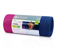 Gaiam Grippy Non Slip Yoga Mat Towel - Fast Drying Towel - Ideal for Hot Yoga - Microfiber and Machine Washable - Grip Backing - Vivid Blue/Fuchsia - 68" L x 24" W